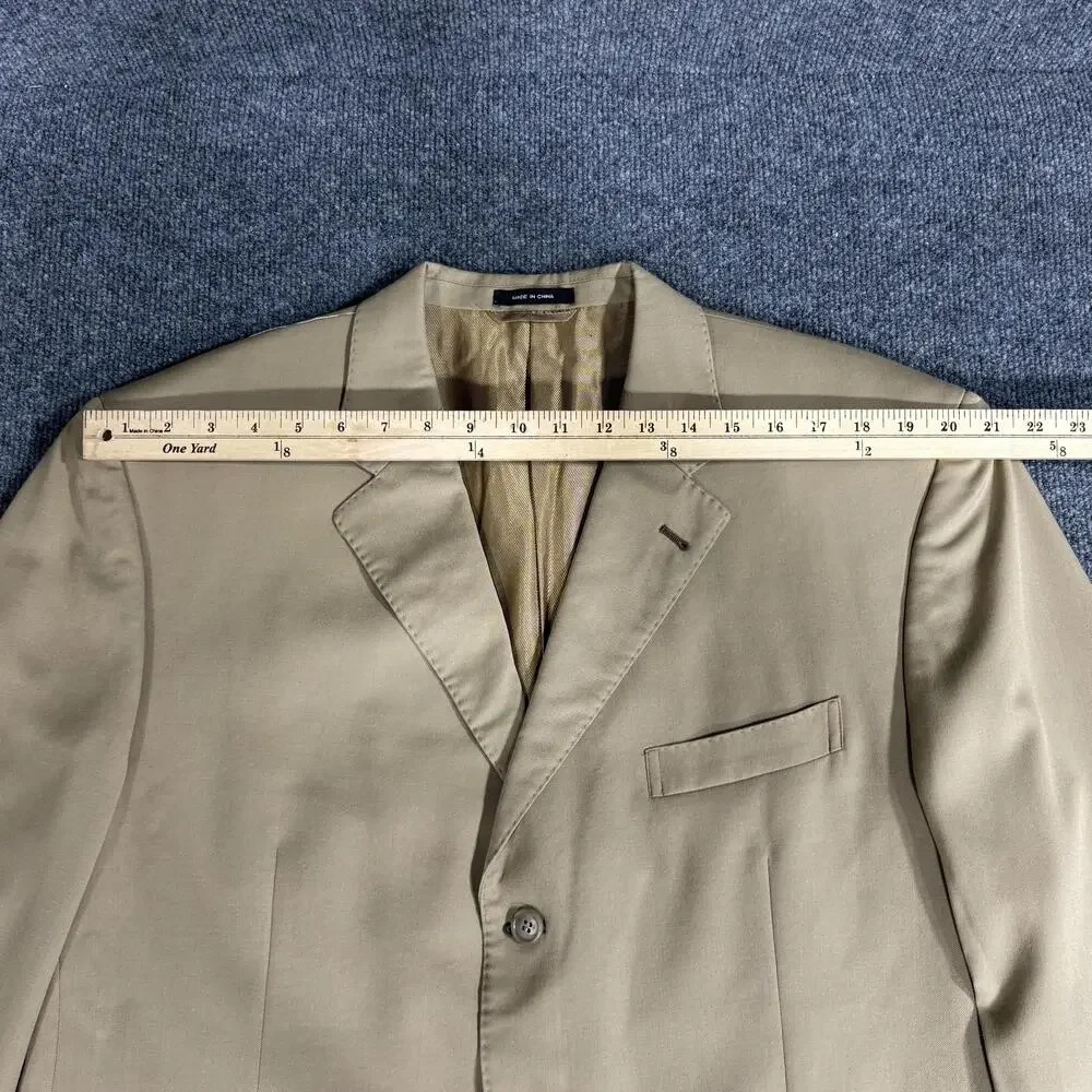 Sean John Blazer Mens 46R Tan Wool 3 Button Notch Lapel Double Vent Sport Coat